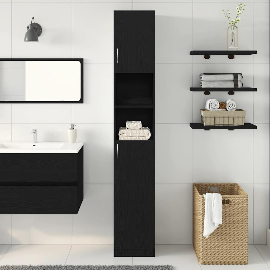 vidaXL Dulap de baie stejar negru 32x25,5x190 cm lemn prelucrat vidaXL Dulap de baie stejar negru 32x25,5x190 cm lemn prelucrat