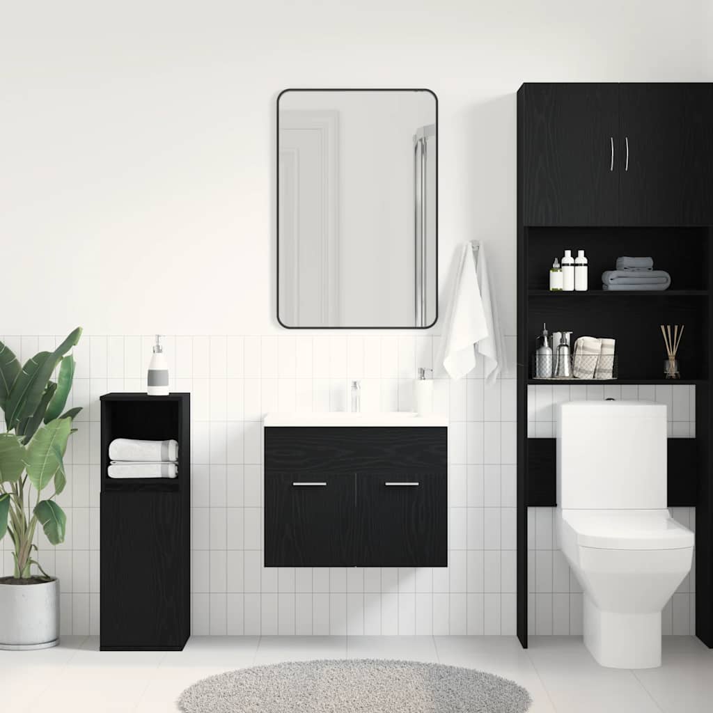 vidaXL Dulap chiuvetă baie, stejar negru, 60x38,5x46cm, lemn prelucrat vidaXL Dulap chiuvetă baie, stejar negru, 60x38,5x46cm, lemn prelucrat