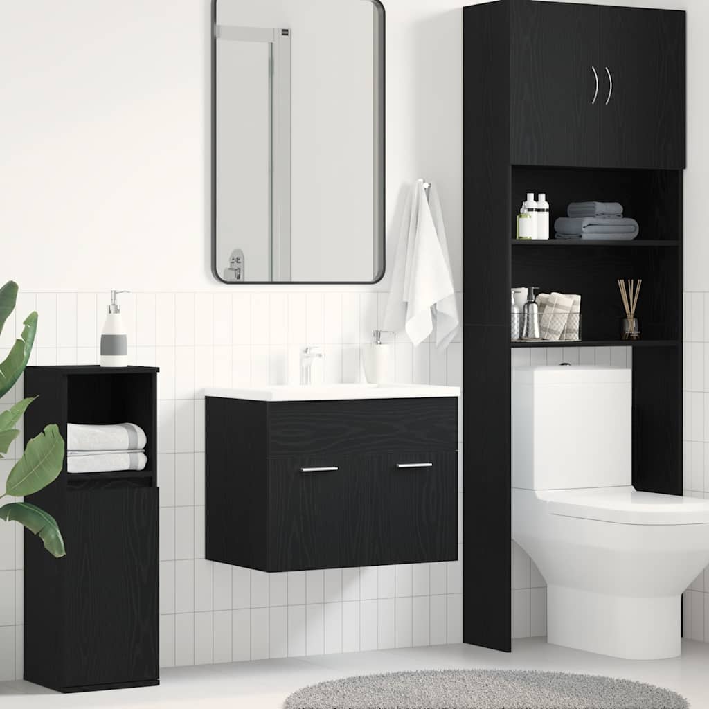 vidaXL Dulap chiuvetă baie, stejar negru, 60x38,5x46cm, lemn prelucrat vidaXL Dulap chiuvetă baie, stejar negru, 60x38,5x46cm, lemn prelucrat