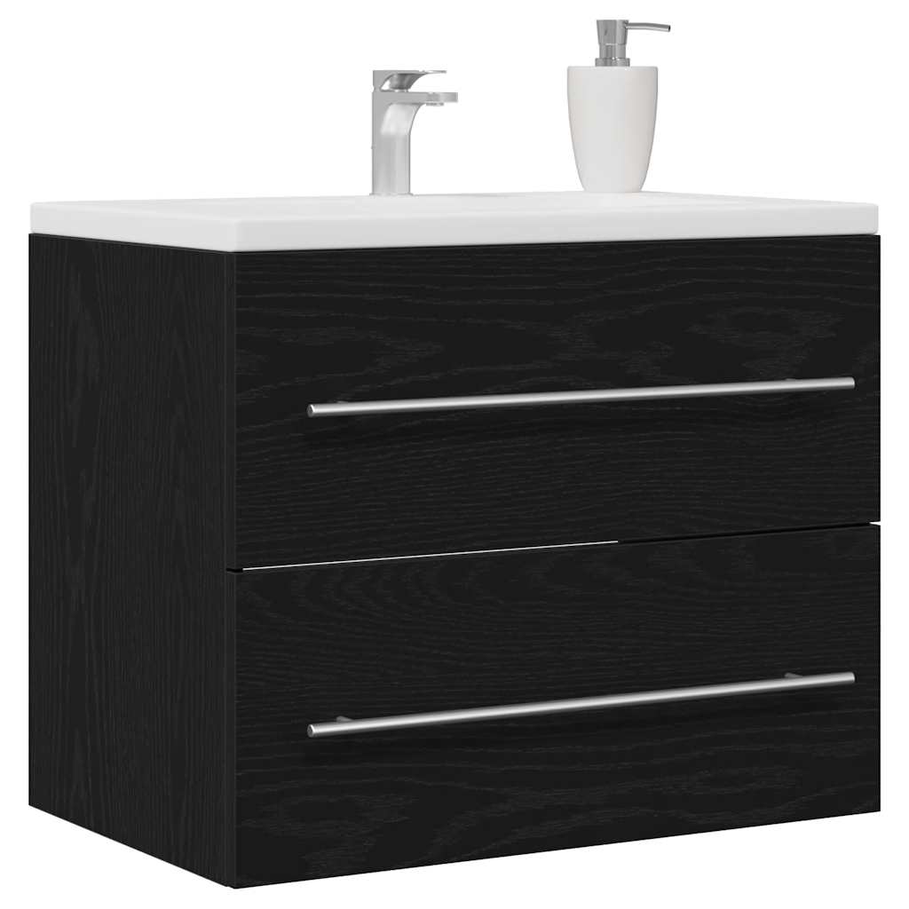 vidaXL Dulap pentru chiuveta de baie stejar negru lemn prelucrat vidaXL Dulap pentru chiuveta de baie stejar negru lemn prelucrat