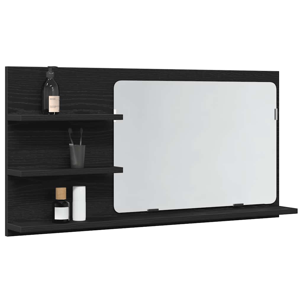 vidaXL Dulap cu oglindă pentru baie, stejar negru, 90x11x45 cm, lemn stratificat vidaXL Dulap cu oglindă pentru baie, stejar negru, 90x11x45 cm, lemn stratificat