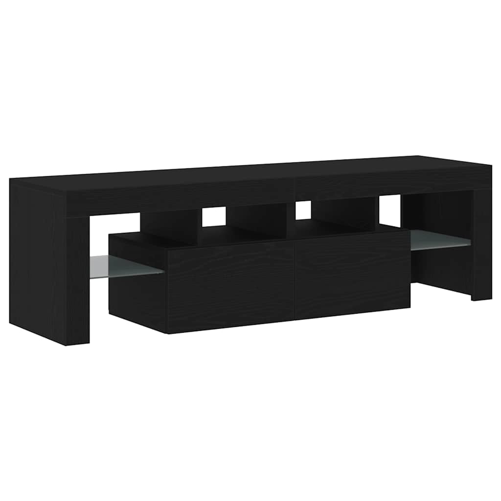 vidaXL Dulap TV cu LED stejar negru 140x36,5x40 cm lemn prelucrat