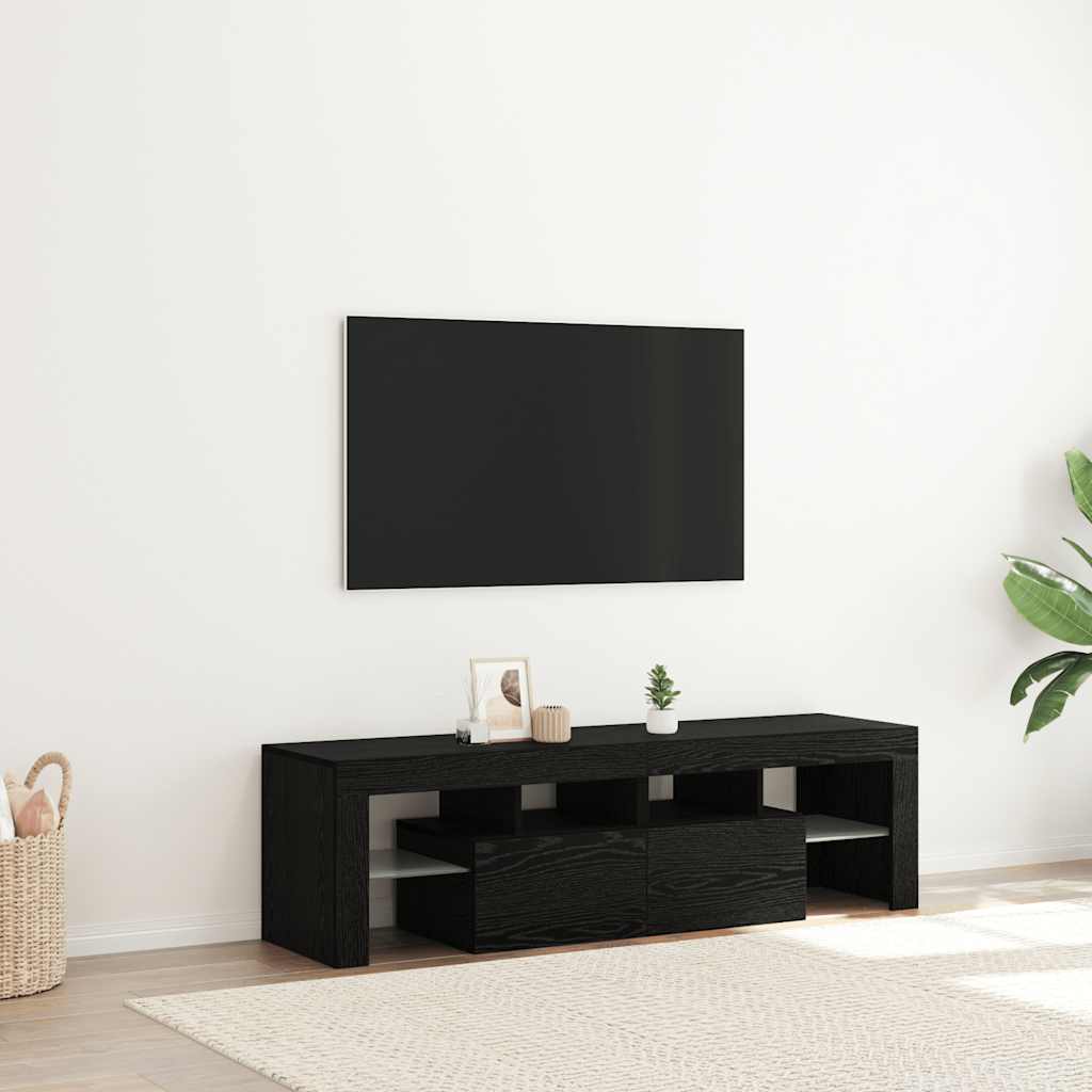 vidaXL Dulap TV cu LED stejar negru 140x36,5x40 cm lemn prelucrat