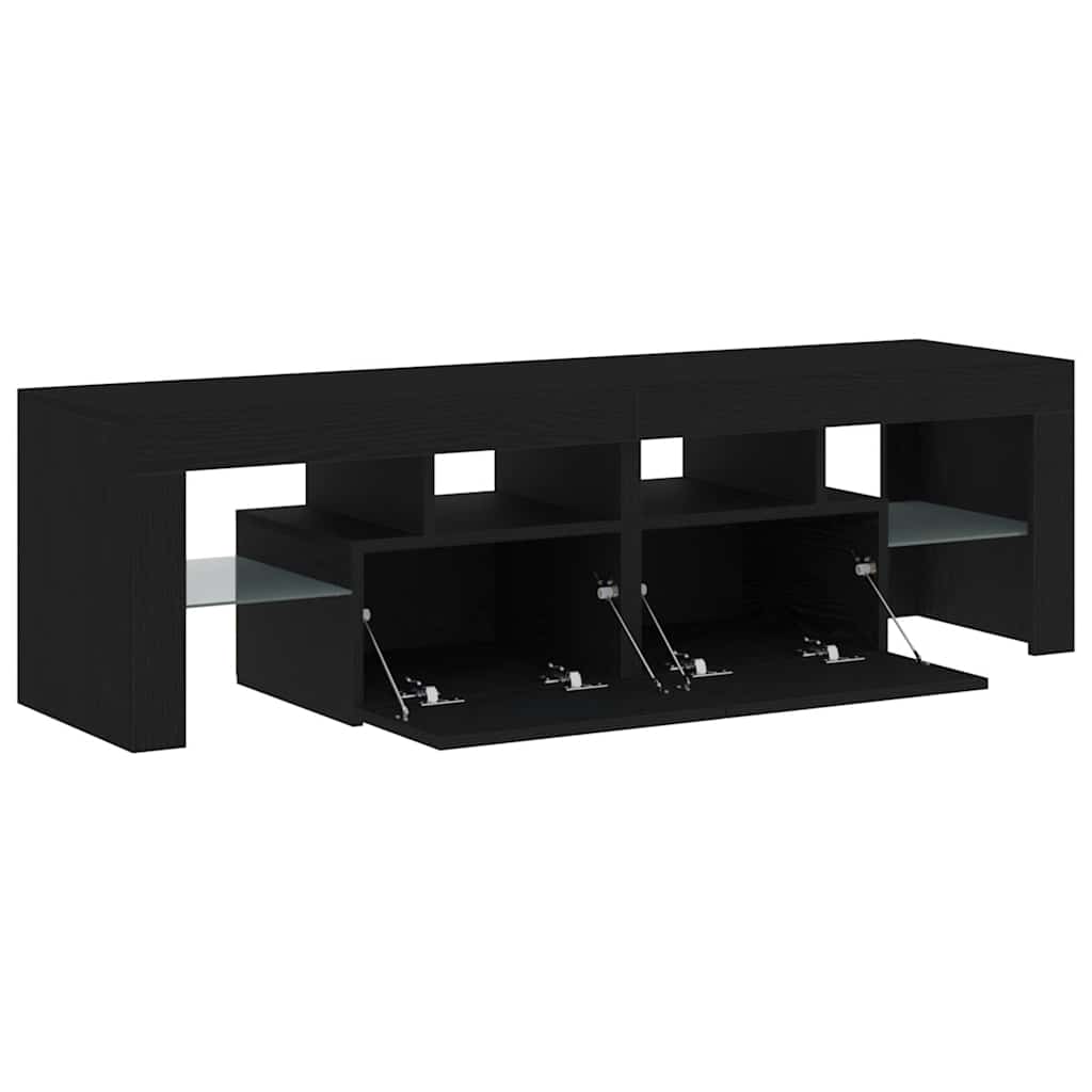 vidaXL Dulap TV cu LED stejar negru 140x36,5x40 cm lemn prelucrat