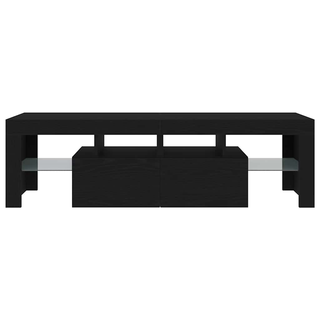vidaXL Dulap TV cu LED stejar negru 140x36,5x40 cm lemn prelucrat