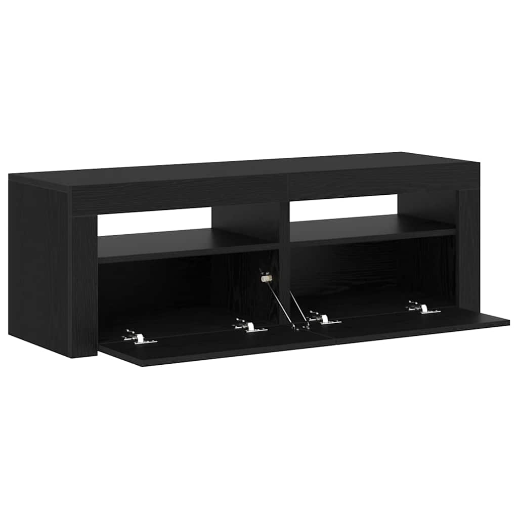 vidaXL Dulap TV cu LED stejar negru 120x35x40 cm lemn prelucrat