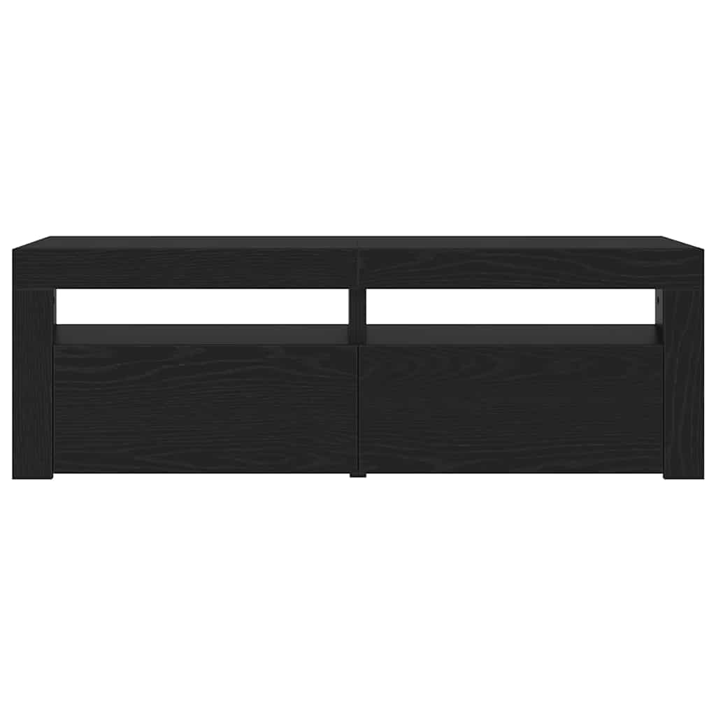 vidaXL Dulap TV cu LED stejar negru 120x35x40 cm lemn prelucrat