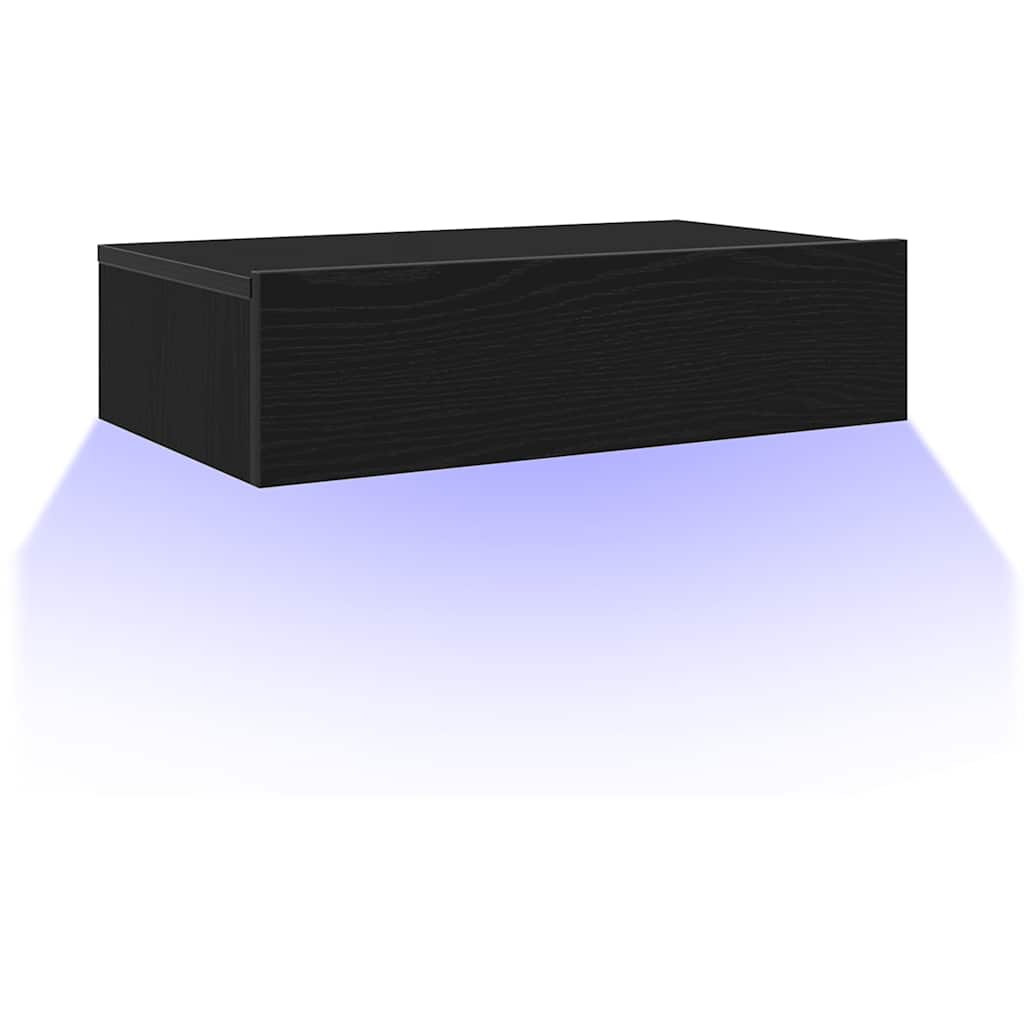 vidaXL Comodă TV cu lumini LED, stejar negru, 60x35x15,5 cm