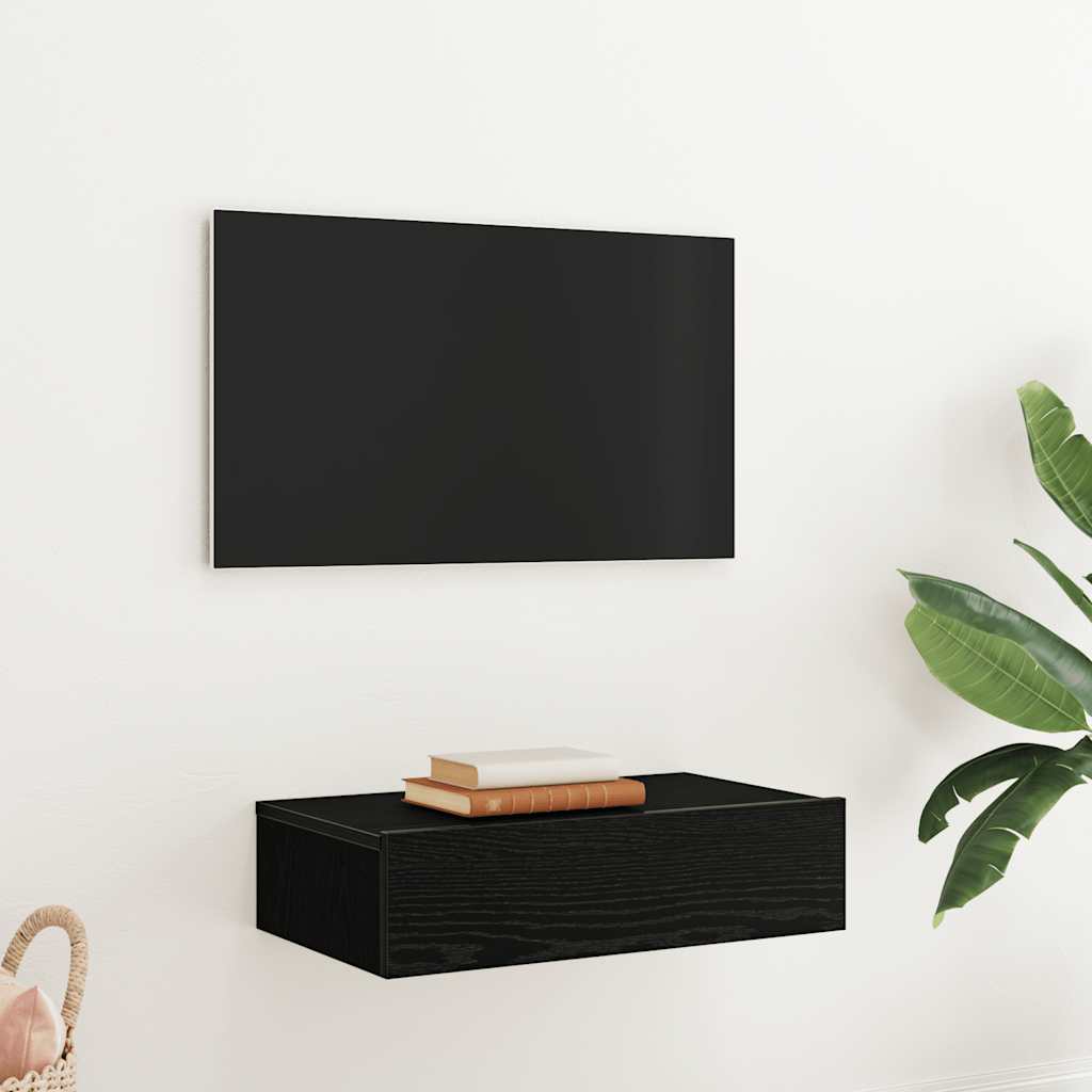 vidaXL Comodă TV cu lumini LED, stejar negru, 60x35x15,5 cm