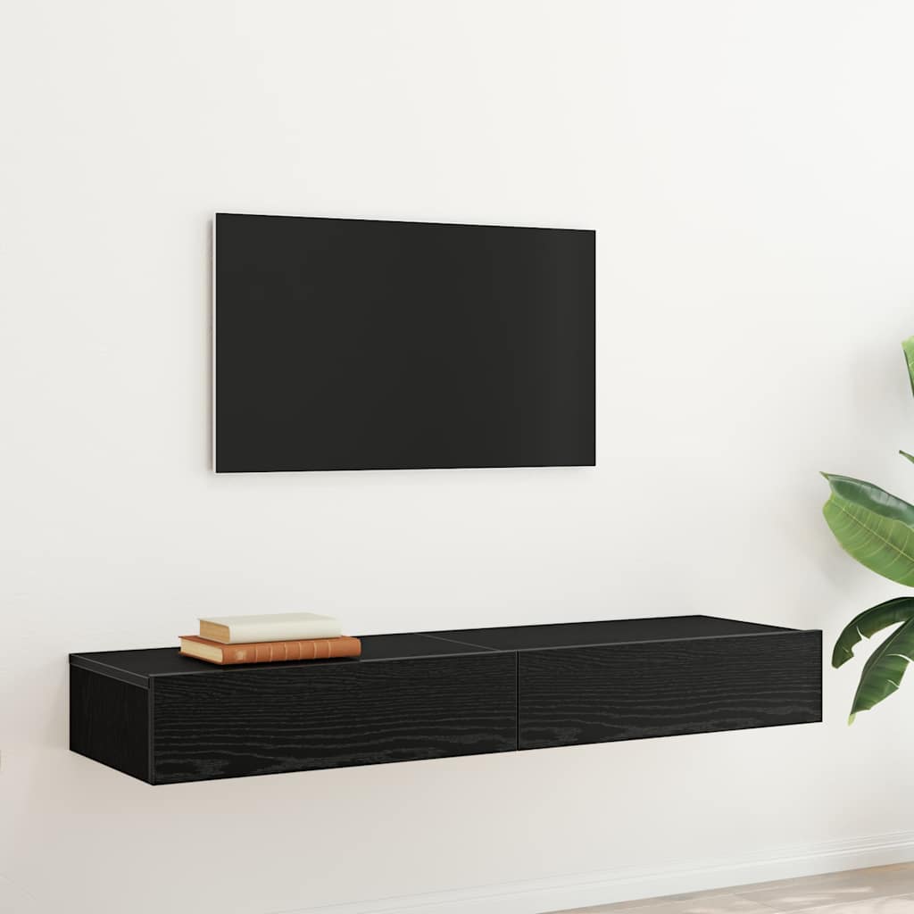 vidaXL Mobilier TV cu lumini LED, 2 buc., stejar negru, 60x35x15,5 cm vidaXL Mobilier TV cu lumini LED, 2 buc., stejar negru, 60x35x15,5 cm