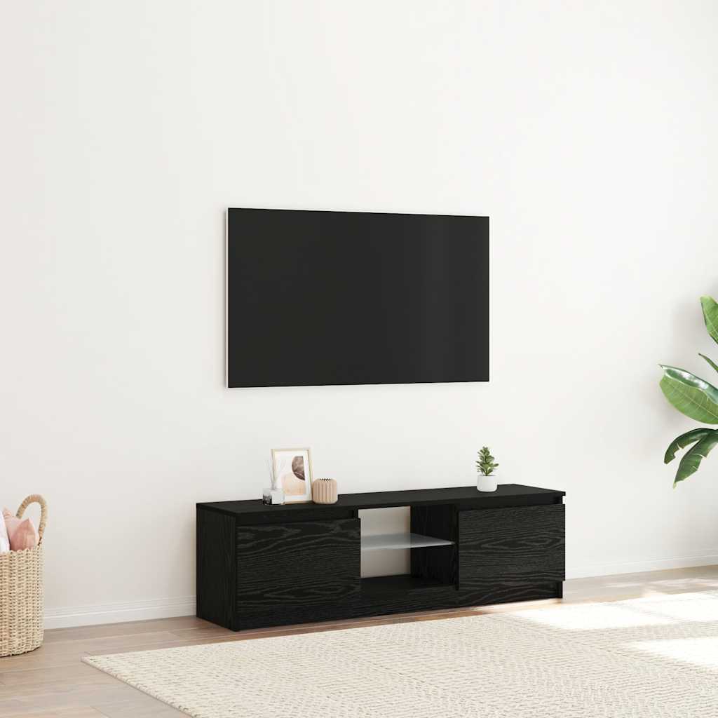 vidaXL Dulap TV cu LED stejar negru 120x30x36cm lemn prelucrat