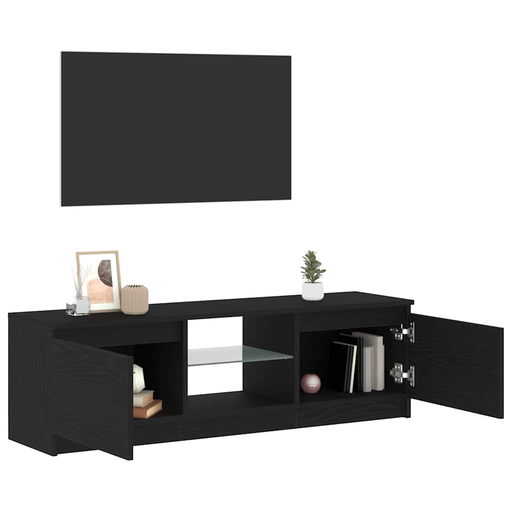 vidaXL Dulap TV cu LED stejar negru 120x30x36cm lemn prelucrat