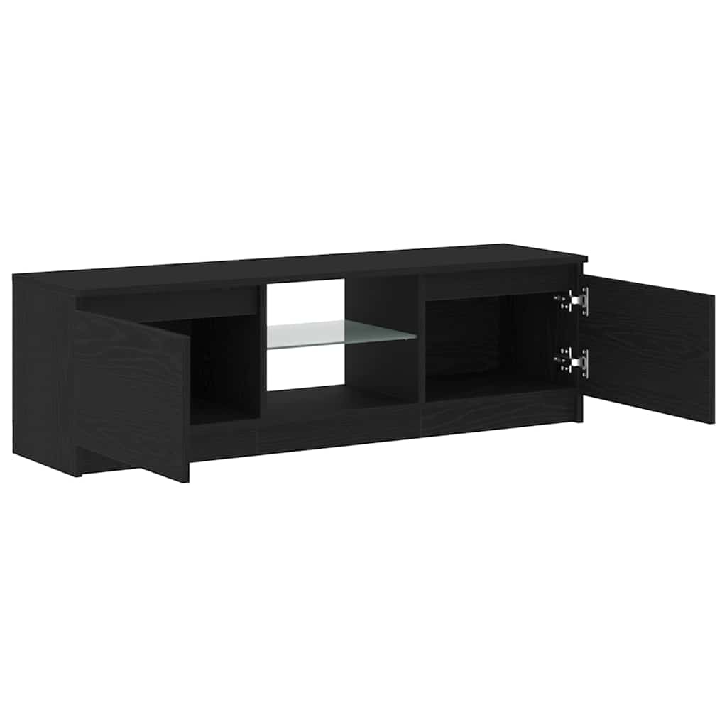 vidaXL Dulap TV cu LED stejar negru 120x30x36cm lemn prelucrat