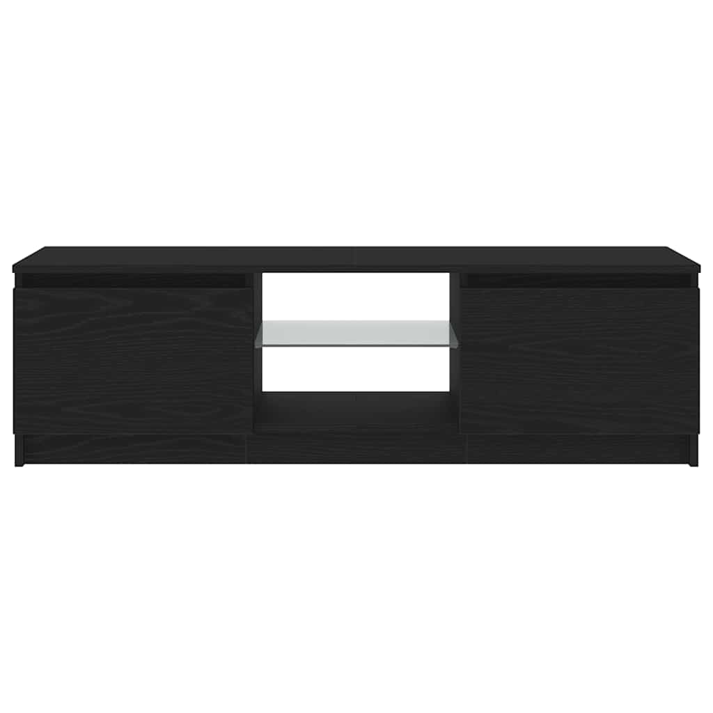 vidaXL Dulap TV cu LED stejar negru 120x30x36cm lemn prelucrat