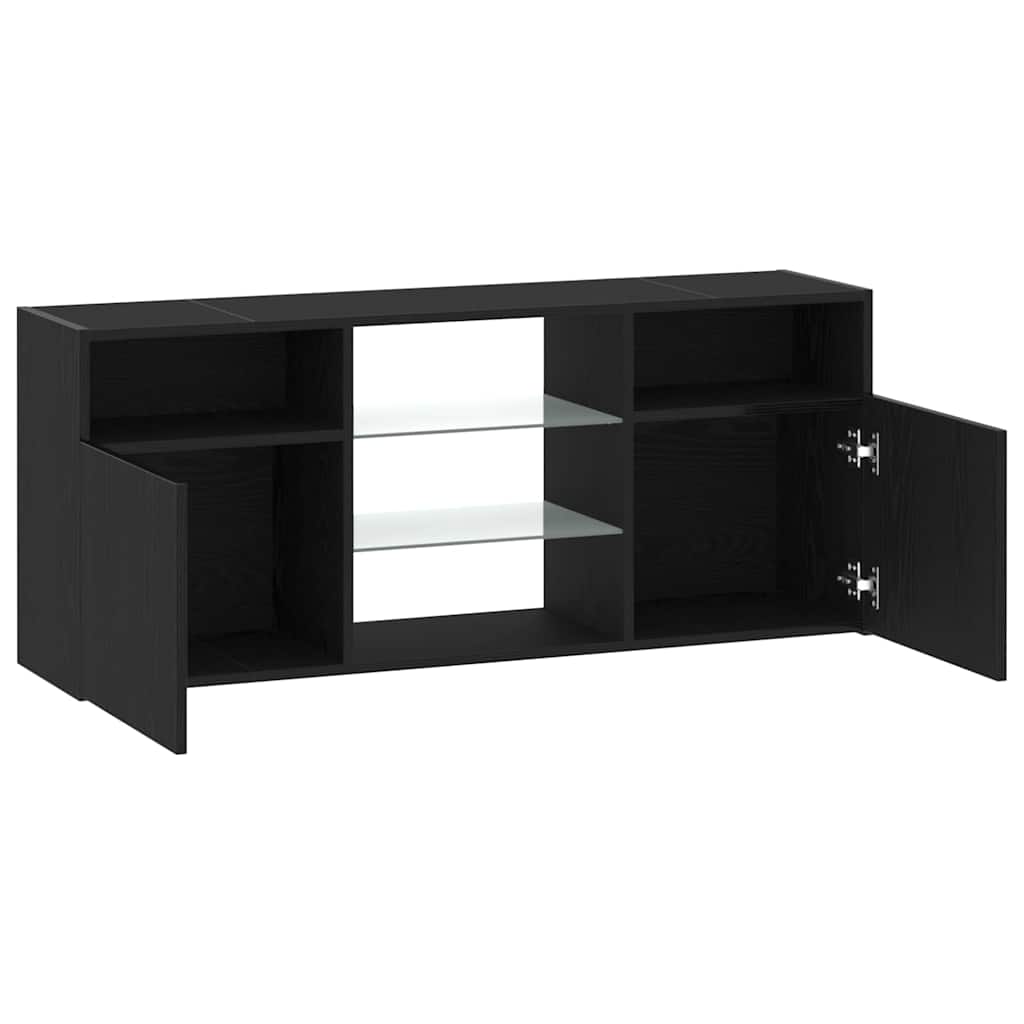 vidaXL Dulap TV cu LED stejar negru 120x30x50 cm lemn prelucrat