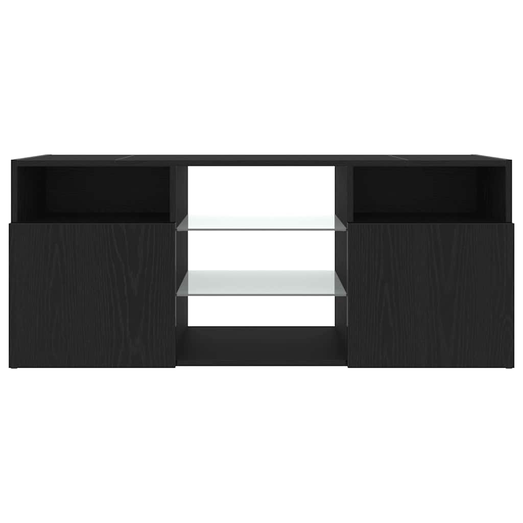 vidaXL Dulap TV cu LED stejar negru 120x30x50 cm lemn prelucrat