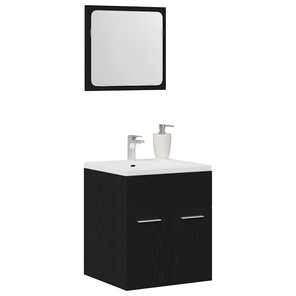 vidaXL Set de mobilier de baie din 2 piese din lemn de stejar negru vidaXL Set de mobilier de baie din 2 piese din lemn de stejar negru