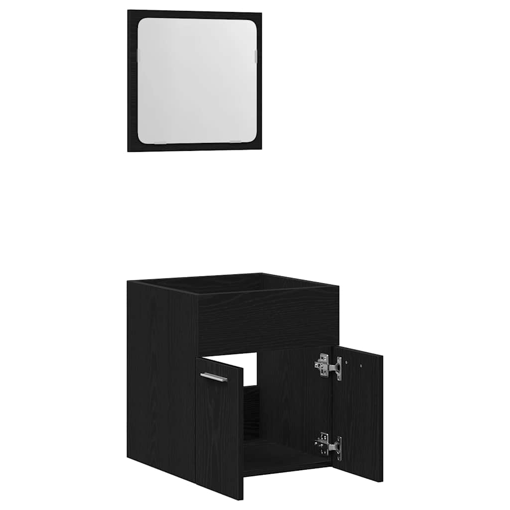 vidaXL Set de mobilier de baie din 2 piese din lemn de stejar negru vidaXL Set de mobilier de baie din 2 piese din lemn de stejar negru