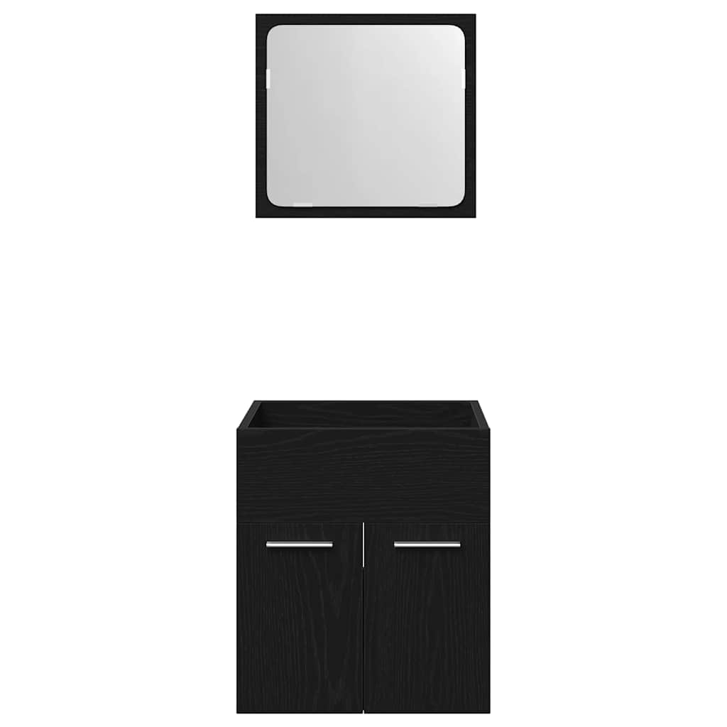vidaXL Set de mobilier de baie din 2 piese din lemn de stejar negru vidaXL Set de mobilier de baie din 2 piese din lemn de stejar negru