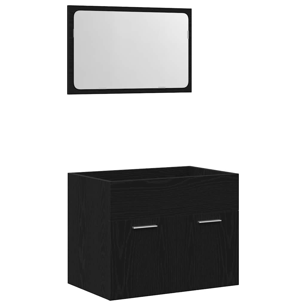 vidaXL Set de mobilier de baie din 2 piese din lemn de stejar negru vidaXL Set de mobilier de baie din 2 piese din lemn de stejar negru