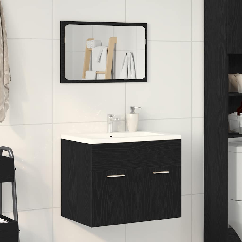 vidaXL Set de mobilier de baie din 2 piese din lemn de stejar negru vidaXL Set de mobilier de baie din 2 piese din lemn de stejar negru
