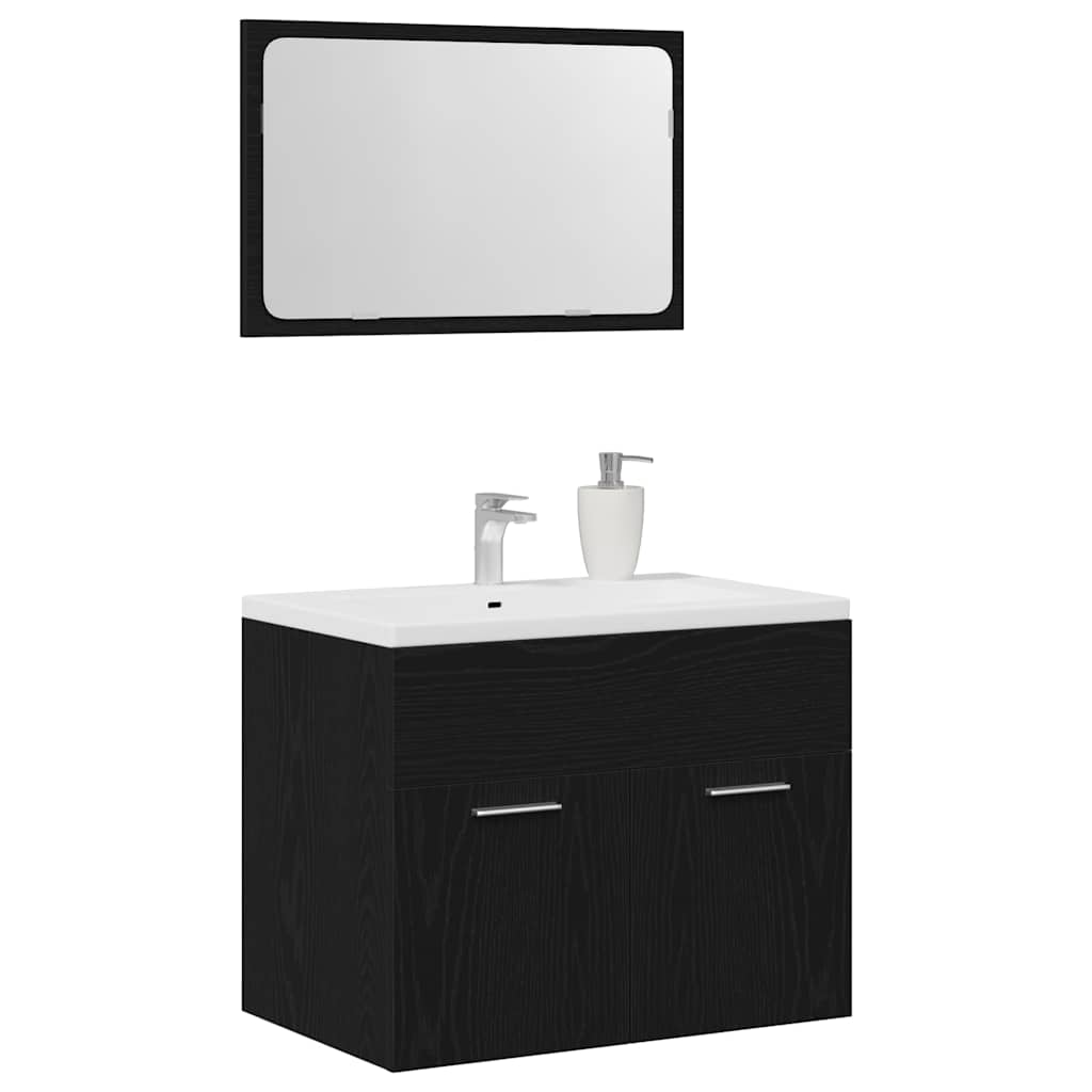 vidaXL Set de mobilier de baie din 2 piese din lemn de stejar negru vidaXL Set de mobilier de baie din 2 piese din lemn de stejar negru