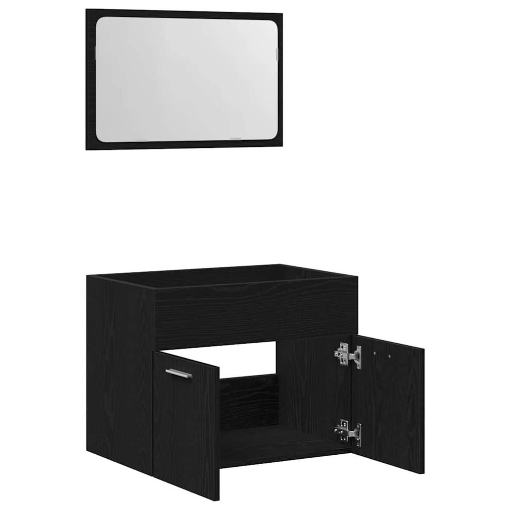 vidaXL Set de mobilier de baie din 2 piese din lemn de stejar negru vidaXL Set de mobilier de baie din 2 piese din lemn de stejar negru