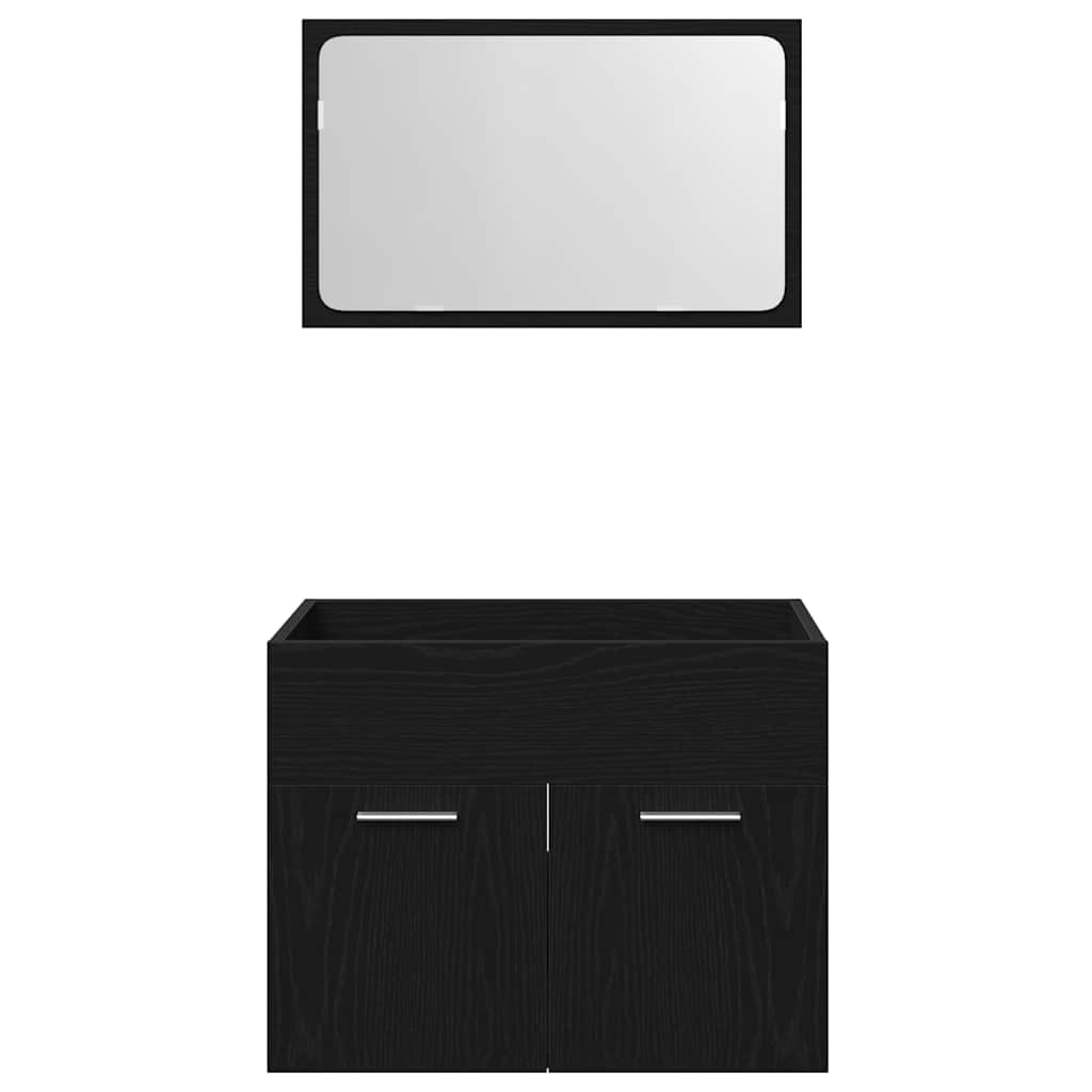vidaXL Set de mobilier de baie din 2 piese din lemn de stejar negru vidaXL Set de mobilier de baie din 2 piese din lemn de stejar negru