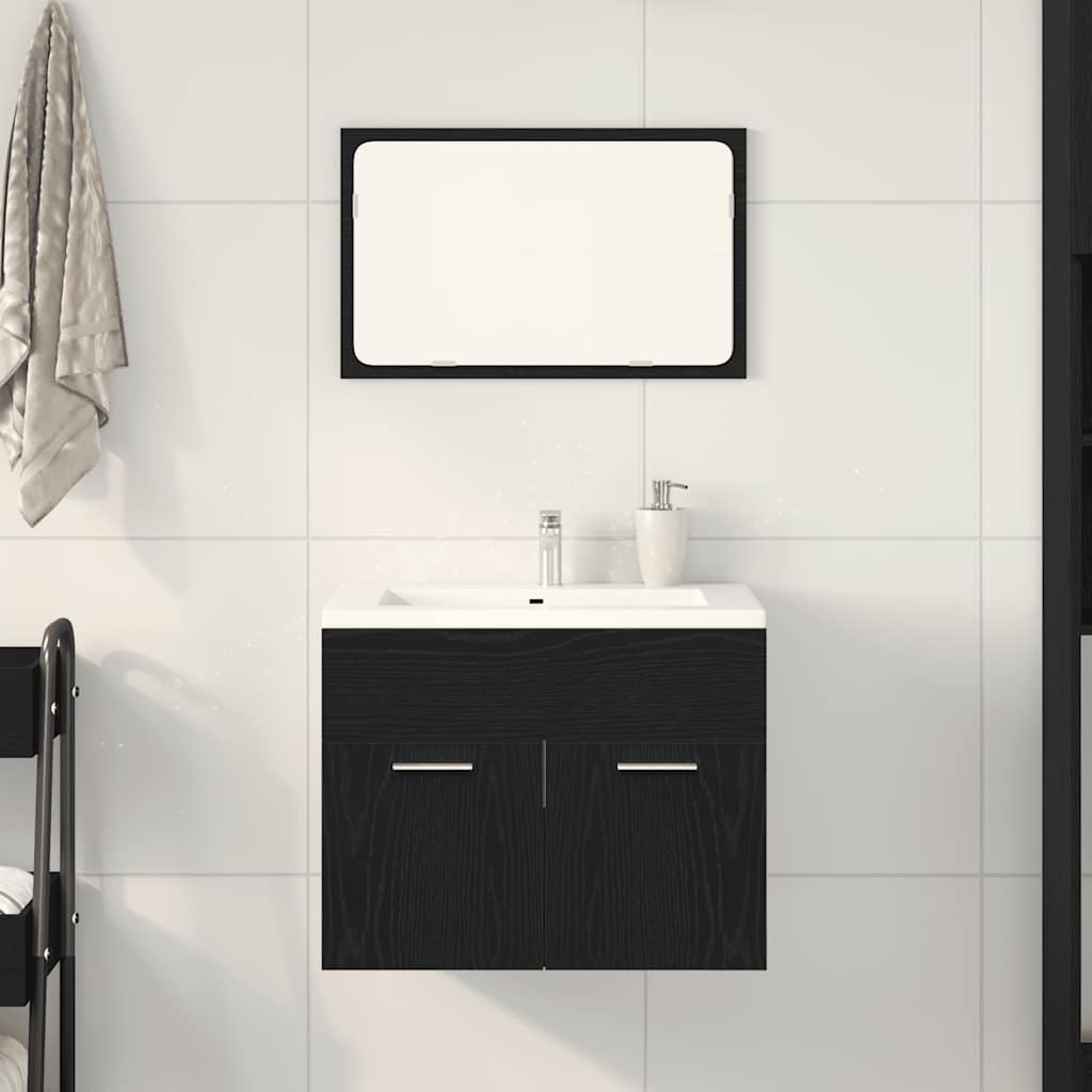 vidaXL Set de mobilier de baie din 2 piese din lemn de stejar negru vidaXL Set de mobilier de baie din 2 piese din lemn de stejar negru