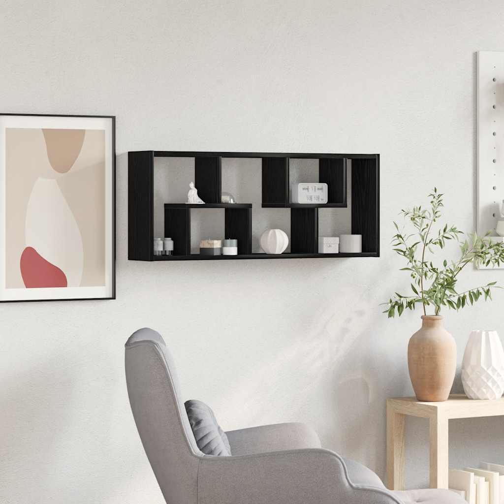 vidaXL Raft de perete, stejar negru, 36x16x90 cm, lemn stratificat