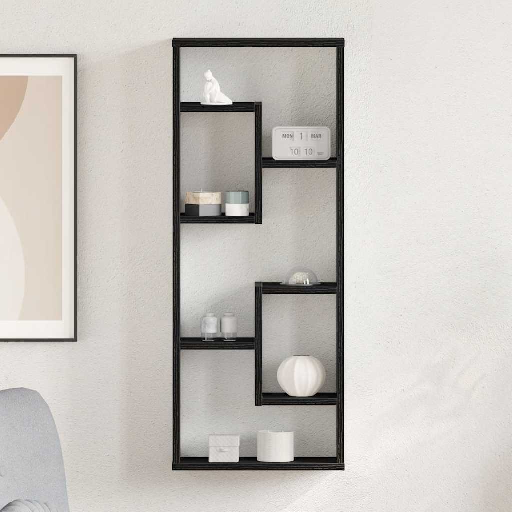 vidaXL Raft de perete, stejar negru, 36x16x90 cm, lemn stratificat