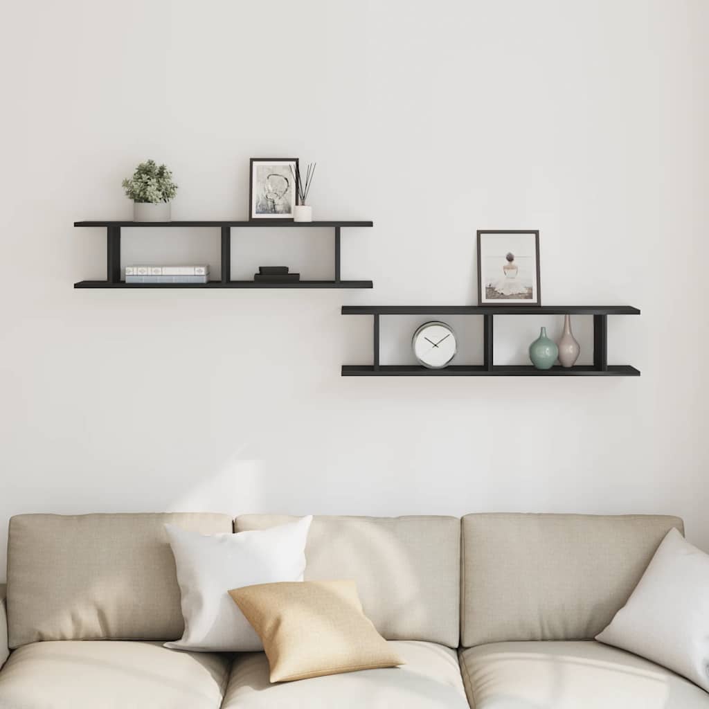 vidaXL Rafturi de perete 2 buc Stejar negru 90x18x20 cm Lemn prelucrat vidaXL Rafturi de perete 2 buc Stejar negru 90x18x20 cm Lemn prelucrat