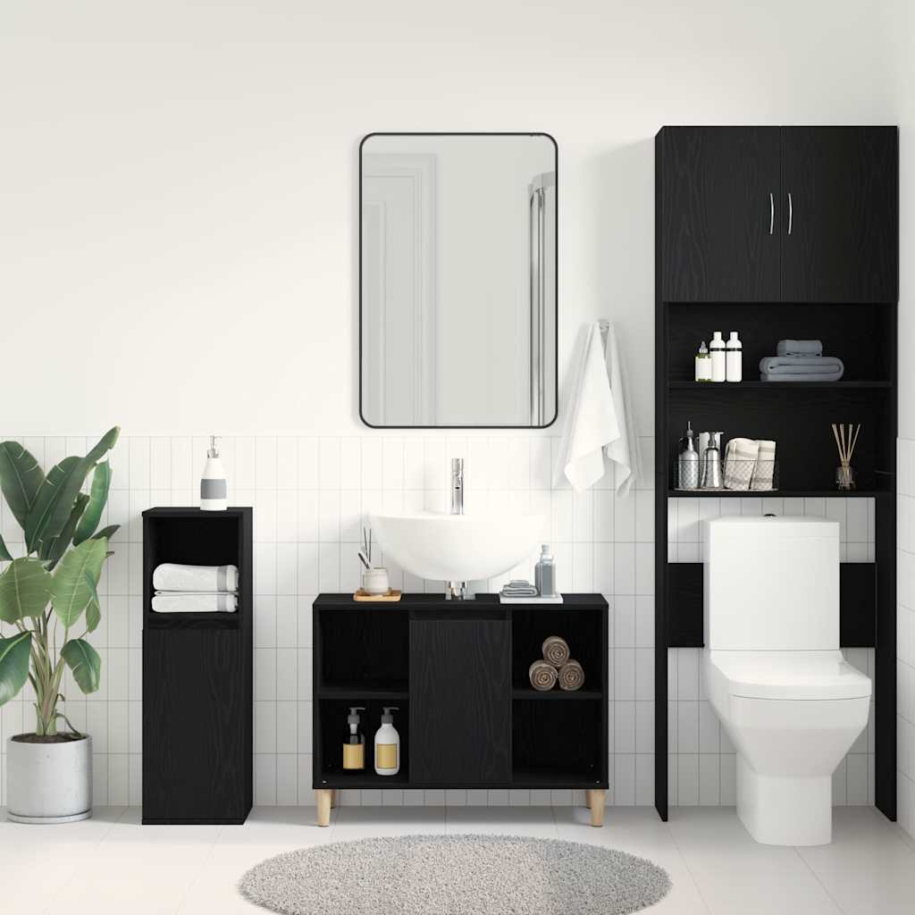 vidaXL Dulap chiuvetă, stejar negru, 80x33x60 cm, lemn stratificat vidaXL Dulap chiuvetă, stejar negru, 80x33x60 cm, lemn stratificat