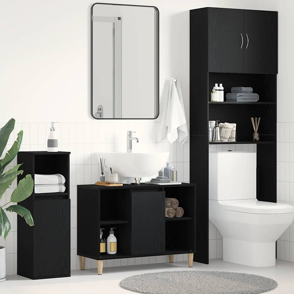 vidaXL Dulap chiuvetă, stejar negru, 80x33x60 cm, lemn stratificat vidaXL Dulap chiuvetă, stejar negru, 80x33x60 cm, lemn stratificat