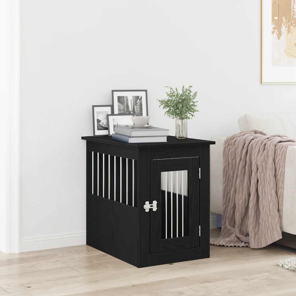 vidaXL Cușcă pentru câini, stejar negru, 62x45x59 cm, lemn stratificat vidaXL Cușcă pentru câini, stejar negru, 62x45x59 cm, lemn stratificat