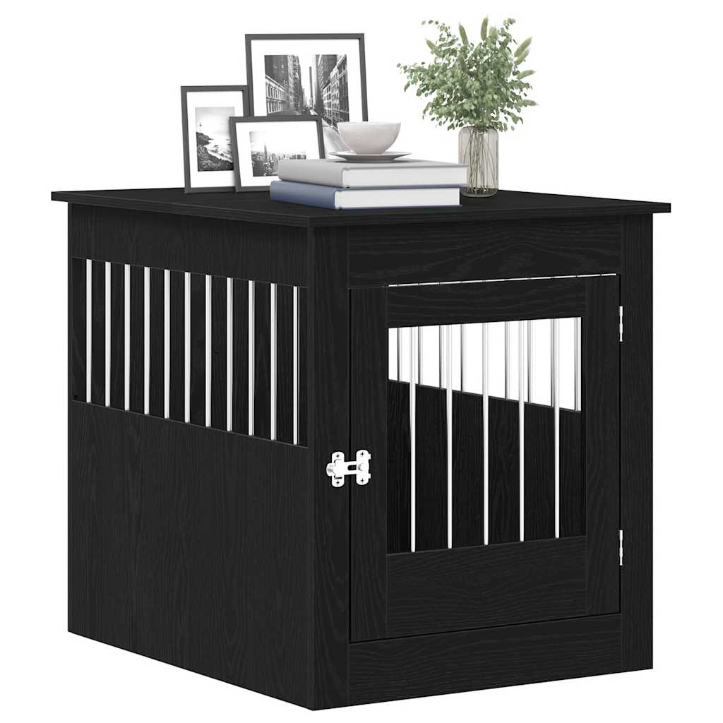 vidaXL Cușcă pentru câini, stejar negru, 80x64,5x71 cm, lemn stratificat