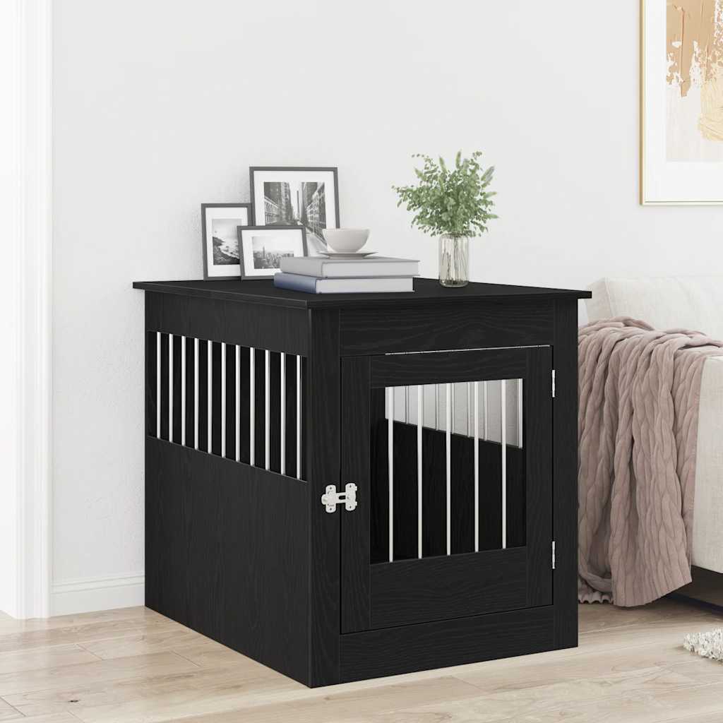 vidaXL Cușcă pentru câini, stejar negru, 80x64,5x71 cm, lemn stratificat