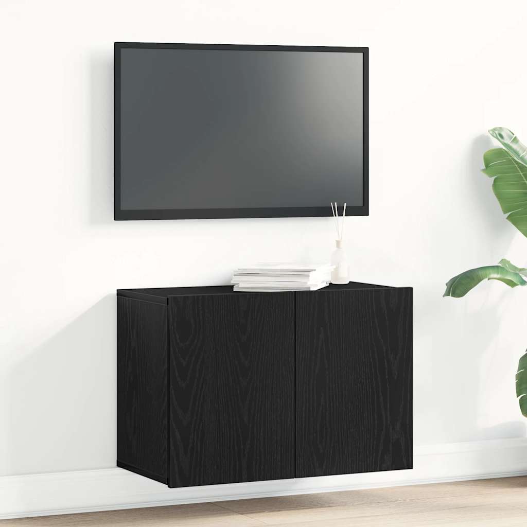 vidaXL Comodă TV din stejar negru 60x30x41 cm, lemn stratificat vidaXL Comodă TV din stejar negru 60x30x41 cm, lemn stratificat