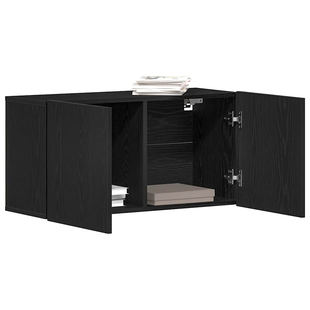 vidaXL Comodă TV din stejar negru, 80x30x41 cm, lemn stratificat vidaXL Comodă TV din stejar negru, 80x30x41 cm, lemn stratificat
