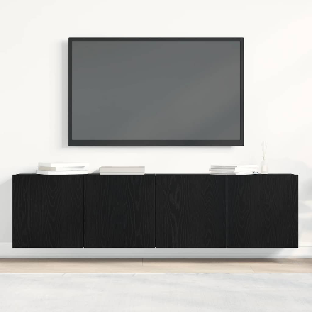 vidaXL Mobilier TV 2 buc., stejar negru, 160x30x41 cm, lemn stratificat