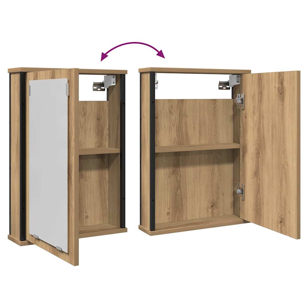 vidaXL Dulap cu oglindă pentru baie Stejar Artisan Lemn prelucrat vidaXL Dulap cu oglindă pentru baie Stejar Artisan Lemn prelucrat