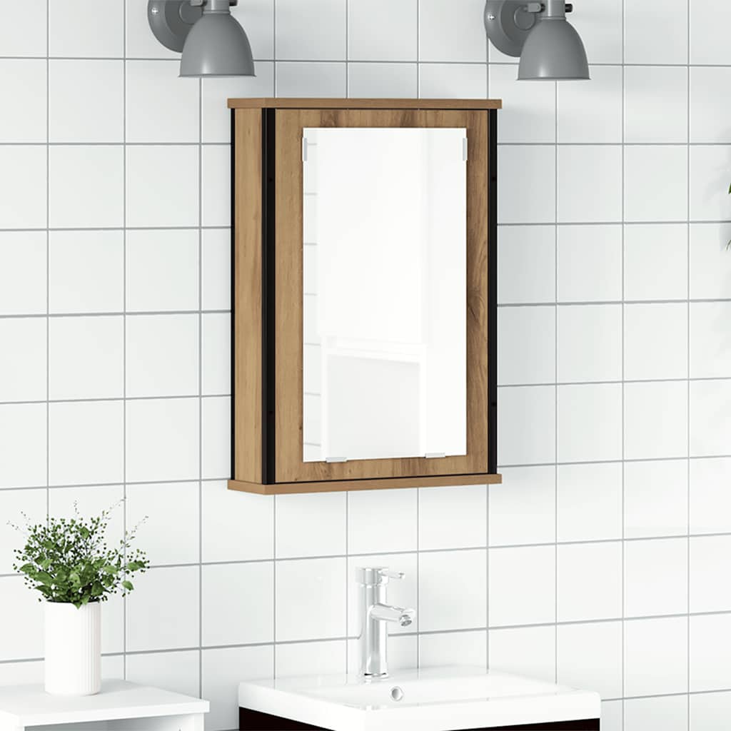 vidaXL Dulap cu oglindă pentru baie Stejar Artisan Lemn prelucrat vidaXL Dulap cu oglindă pentru baie Stejar Artisan Lemn prelucrat