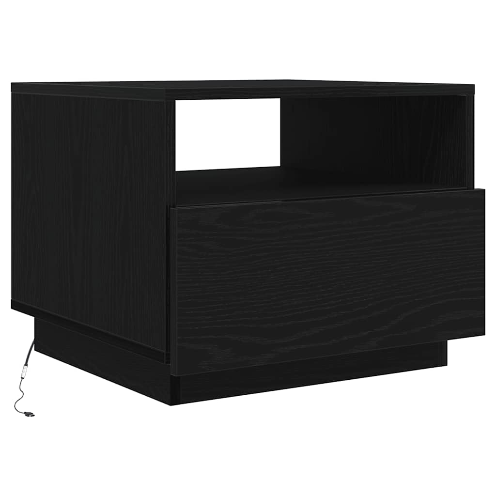 vidaXL Masuta de cafea cu lumini LED Stejar negru 50x49x40 cm