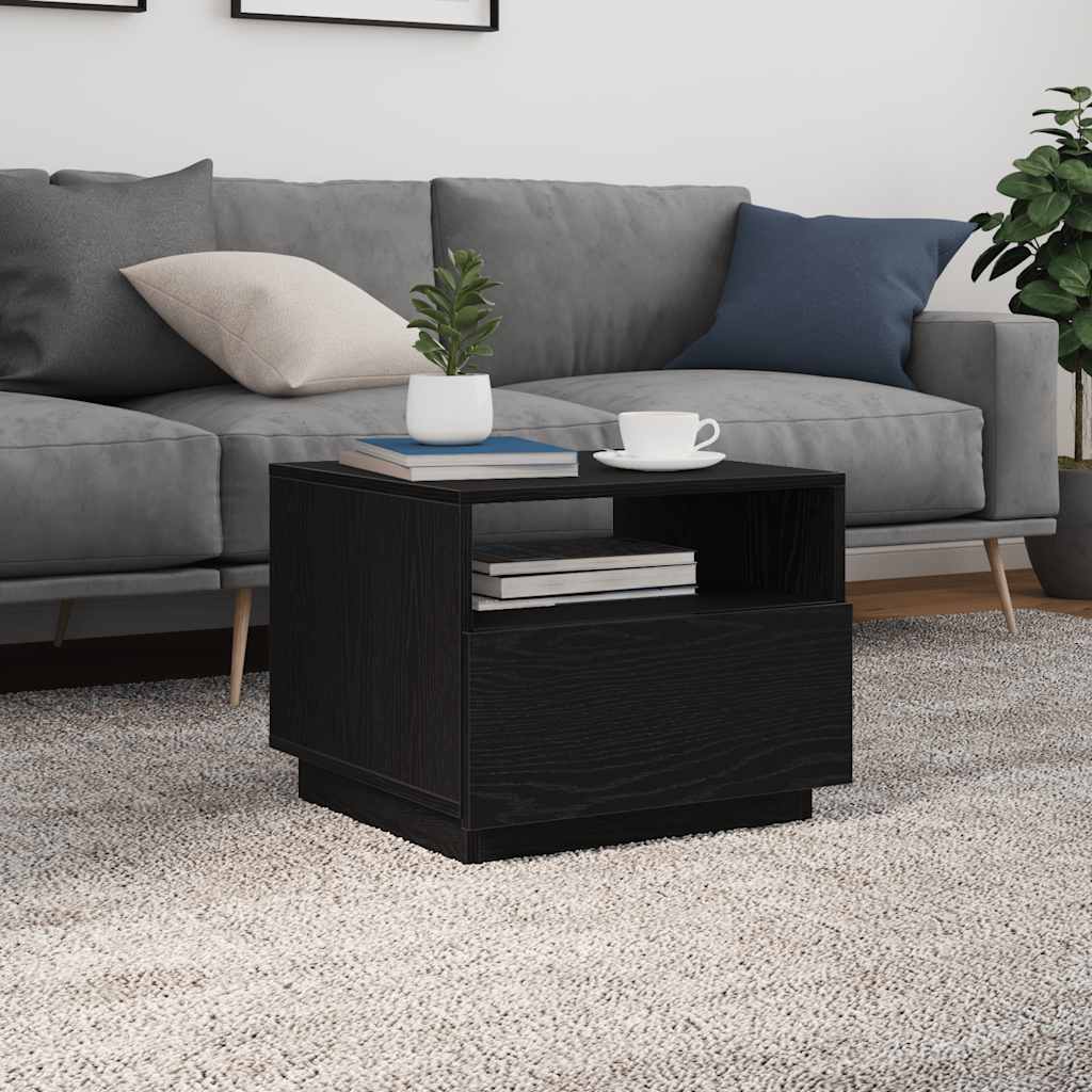 vidaXL Masuta de cafea cu lumini LED Stejar negru 50x49x40 cm