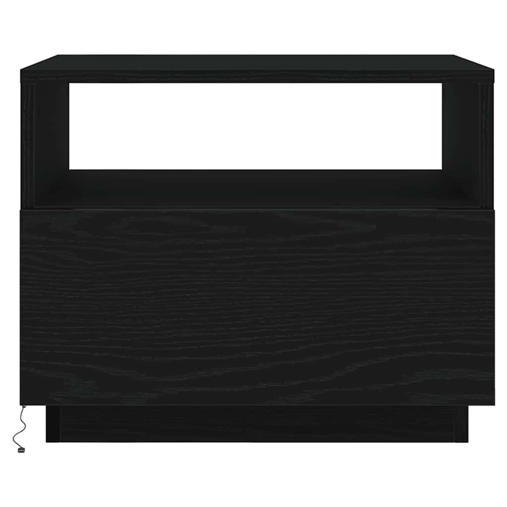 vidaXL Masuta de cafea cu lumini LED Stejar negru 50x49x40 cm