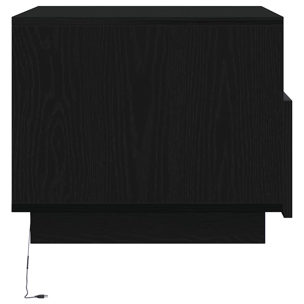 vidaXL Masuta de cafea cu lumini LED Stejar negru 50x49x40 cm