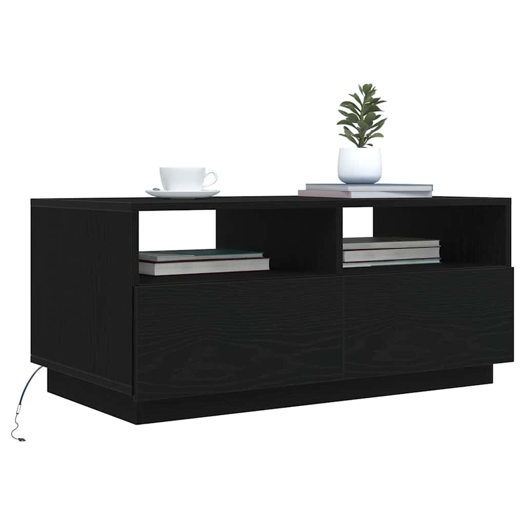 vidaXL Masuta de cafea cu lumini LED Stejar negru 90x49x40 cm vidaXL Masuta de cafea cu lumini LED Stejar negru 90x49x40 cm