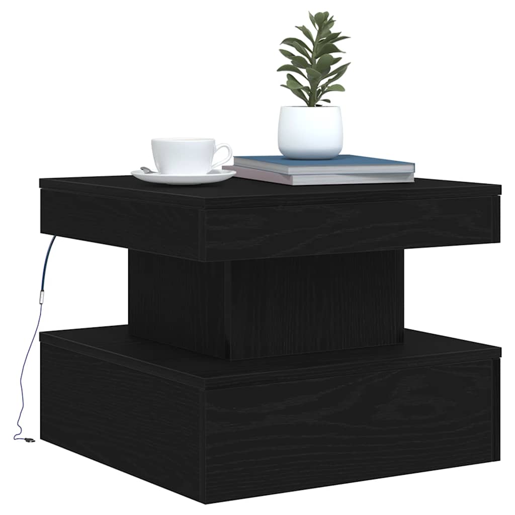 vidaXL Masuta de cafea cu lumini LED Stejar negru 50x50x40 cm vidaXL Masuta de cafea cu lumini LED Stejar negru 50x50x40 cm