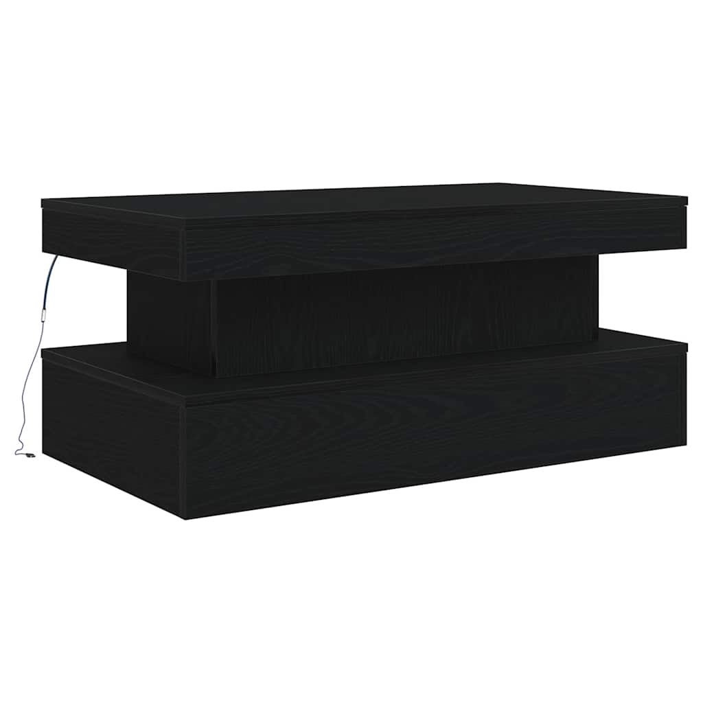 vidaXL Masuta de cafea cu lumini LED Stejar negru 90x50x40 cm vidaXL Masuta de cafea cu lumini LED Stejar negru 90x50x40 cm