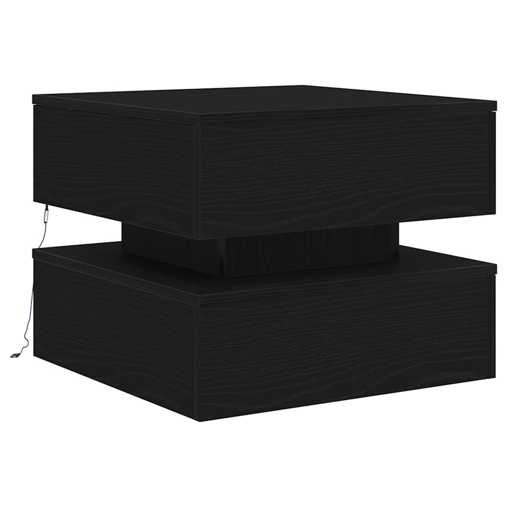 vidaXL Masuta de cafea cu lumini LED Stejar negru 50x50x40 cm vidaXL Masuta de cafea cu lumini LED Stejar negru 50x50x40 cm